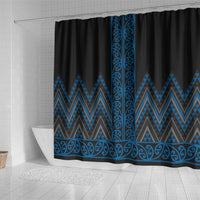 Blue Aotearoa Mangopare Kowhaiwhai and Niho Taniwha Shower Curtain Maori New Zealand LT14 - Polynesian Pride