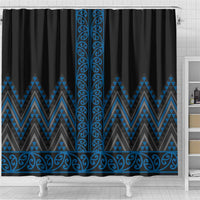 Blue Aotearoa Mangopare Kowhaiwhai and Niho Taniwha Shower Curtain Maori New Zealand LT14 - Polynesian Pride