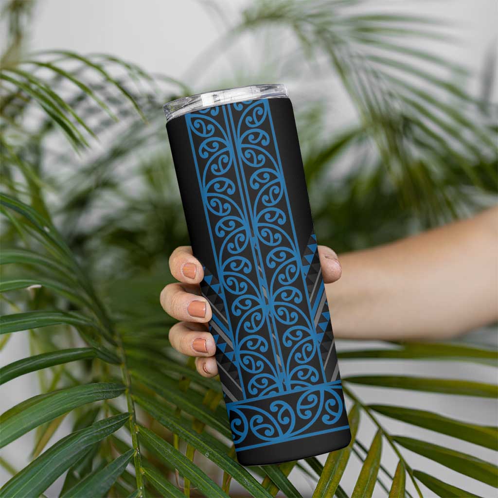 Blue Aotearoa Mangopare Kowhaiwhai and Niho Taniwha Skinny Tumbler Maori New Zealand LT14 - Polynesian Pride