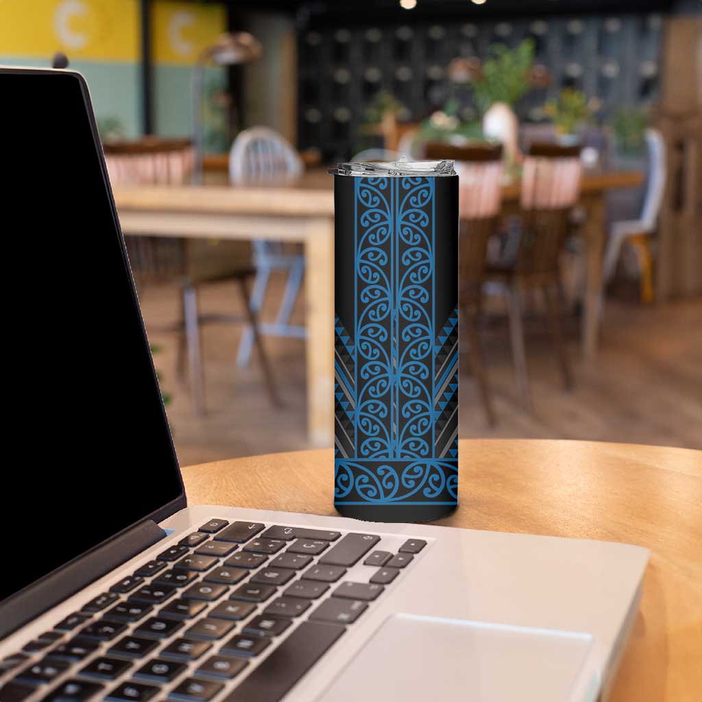 Blue Aotearoa Mangopare Kowhaiwhai and Niho Taniwha Skinny Tumbler Maori New Zealand LT14 - Polynesian Pride
