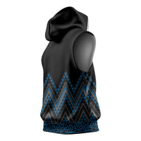 Blue Aotearoa Mangopare Kowhaiwhai Niho Taniwha Sleeveless Hoodie Maori New Zealand LT14 - Polynesian Pride