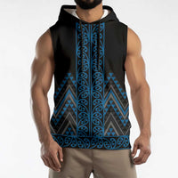 Blue Aotearoa Mangopare Kowhaiwhai Niho Taniwha Sleeveless Hoodie Maori New Zealand LT14 - Polynesian Pride