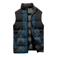 Blue Aotearoa Mangopare Kowhaiwhai Niho Taniwha Sleeveless Puffer Jacket Maori New Zealand LT14 - Polynesian Pride