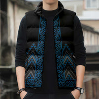 Blue Aotearoa Mangopare Kowhaiwhai Niho Taniwha Sleeveless Puffer Jacket Maori New Zealand LT14 - Polynesian Pride
