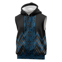 Blue Aotearoa Mangopare Kowhaiwhai Niho Taniwha Sleeveless Zip Hoodie Maori New Zealand LT14 Blue - Polynesian Pride