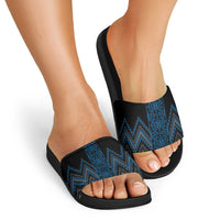 Blue Aotearoa Mangopare Kowhaiwhai Niho Taniwha Slide Sandals Maori New Zealand LT14 - Polynesian Pride