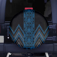 Blue Aotearoa Mangopare Kowhaiwhai and Niho Taniwha Spare Tire Cover Maori New Zealand LT14 No hole Blue - Polynesian Pride