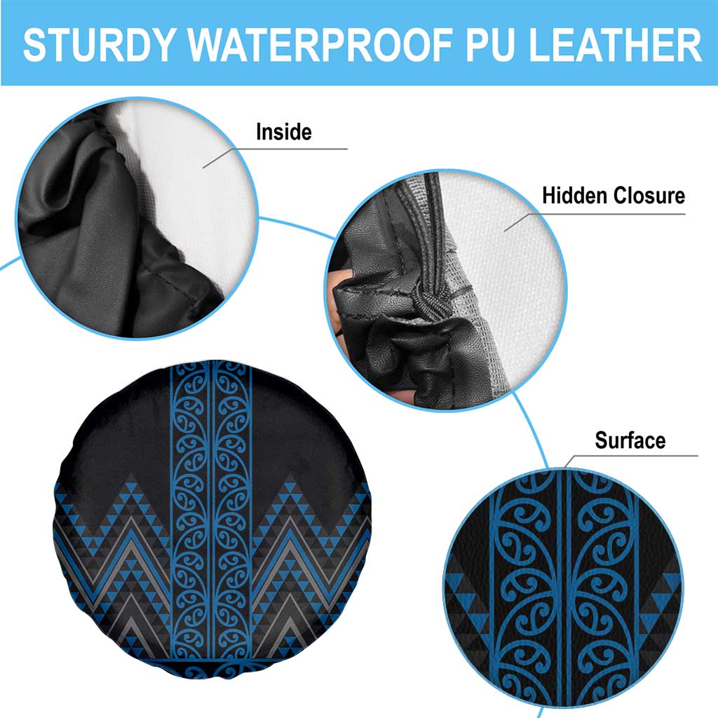 Blue Aotearoa Mangopare Kowhaiwhai and Niho Taniwha Spare Tire Cover Maori New Zealand LT14 - Polynesian Pride