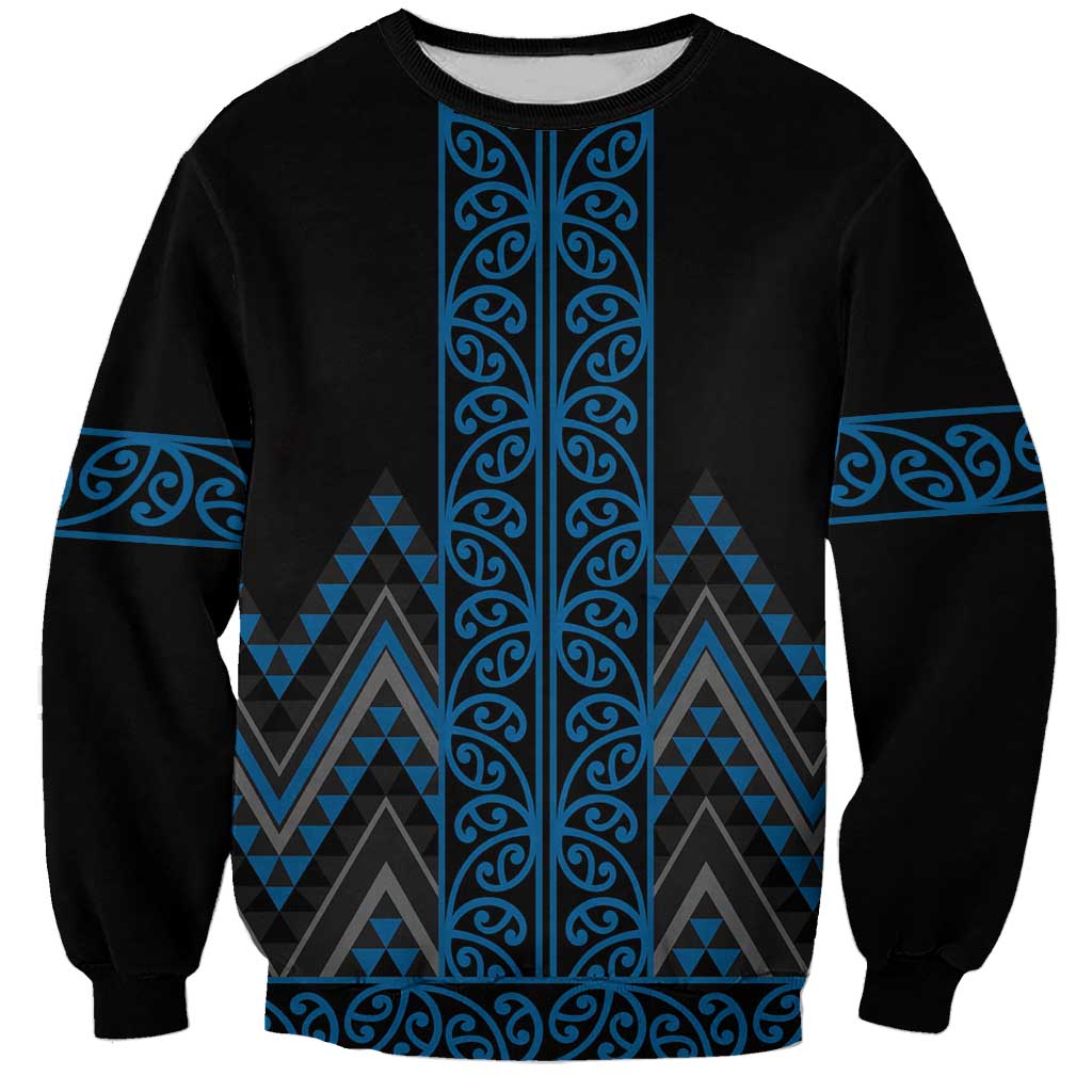 Blue Aotearoa Mangopare Kowhaiwhai and Niho Taniwha Sweatshirt Maori New Zealand LT14 Unisex Blue - Polynesian Pride