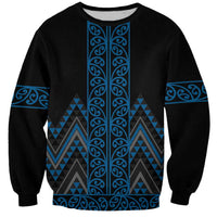 Blue Aotearoa Mangopare Kowhaiwhai and Niho Taniwha Sweatshirt Maori New Zealand LT14 Unisex Blue - Polynesian Pride