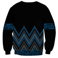 Blue Aotearoa Mangopare Kowhaiwhai and Niho Taniwha Sweatshirt Maori New Zealand LT14 - Polynesian Pride