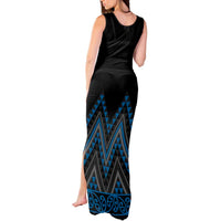 Blue Aotearoa Mangopare Kowhaiwhai and Niho Taniwha Tank Maxi Dress Maori New Zealand LT14 - Polynesian Pride