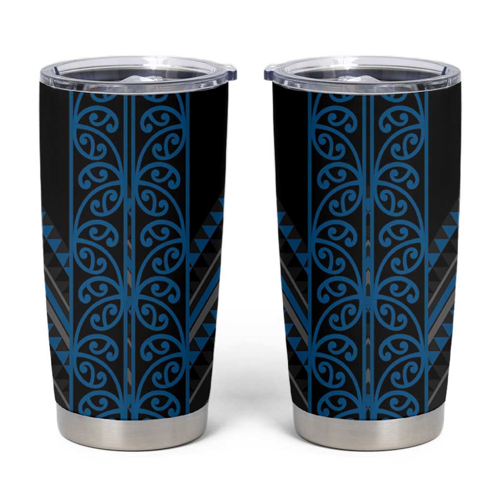 Blue Aotearoa Mangopare Kowhaiwhai and Niho Taniwha Tumbler Cup Maori New Zealand LT14 Blue - Polynesian Pride