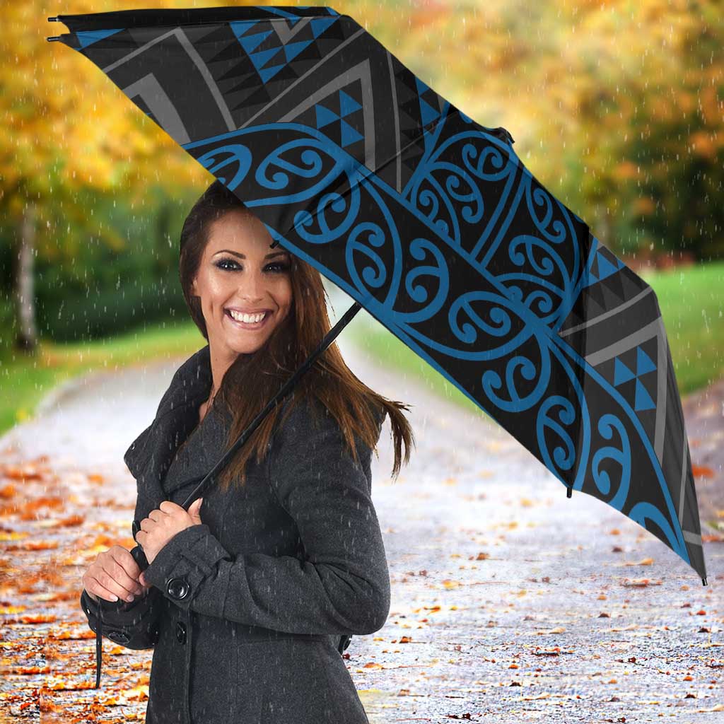 Blue Aotearoa Mangopare Kowhaiwhai Niho Taniwha Umbrella Maori New Zealand LT14 - Polynesian Pride