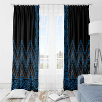 Blue Aotearoa Mangopare Kowhaiwhai and Niho Taniwha Window Curtain Maori New Zealand LT14 - Polynesian Pride