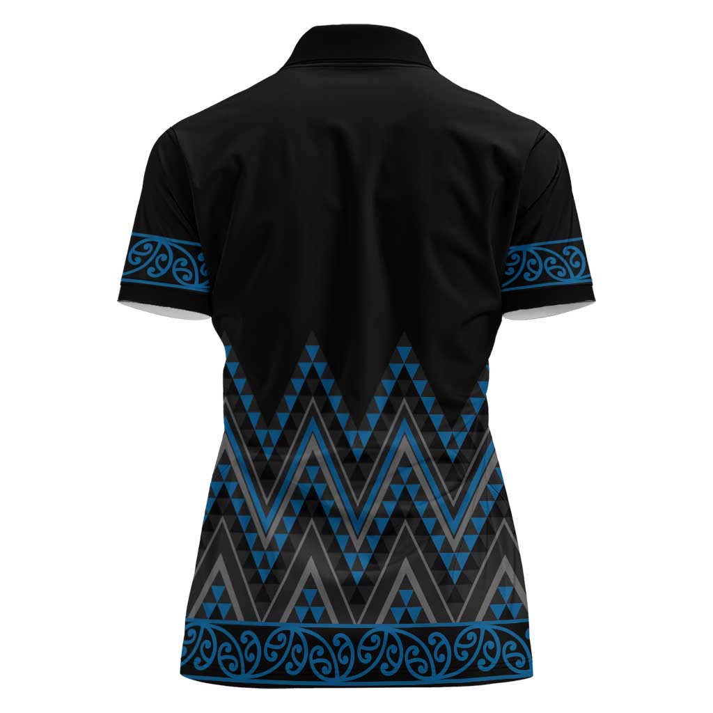 Blue Aotearoa Mangopare Kowhaiwhai and Niho Taniwha Women Polo Shirt Maori New Zealand LT14 - Polynesian Pride