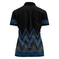 Blue Aotearoa Mangopare Kowhaiwhai and Niho Taniwha Women Polo Shirt Maori New Zealand LT14 - Polynesian Pride