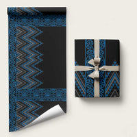 Blue Aotearoa Mangopare Kowhaiwhai and Niho Taniwha Wrapping Paper Maori New Zealand LT14 58" × 23" Blue - Polynesian Pride