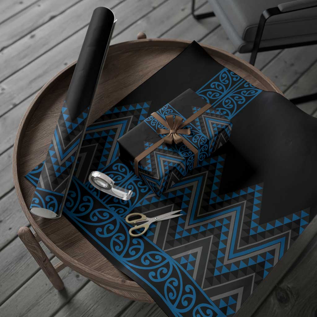 Blue Aotearoa Mangopare Kowhaiwhai and Niho Taniwha Wrapping Paper Maori New Zealand LT14 - Polynesian Pride