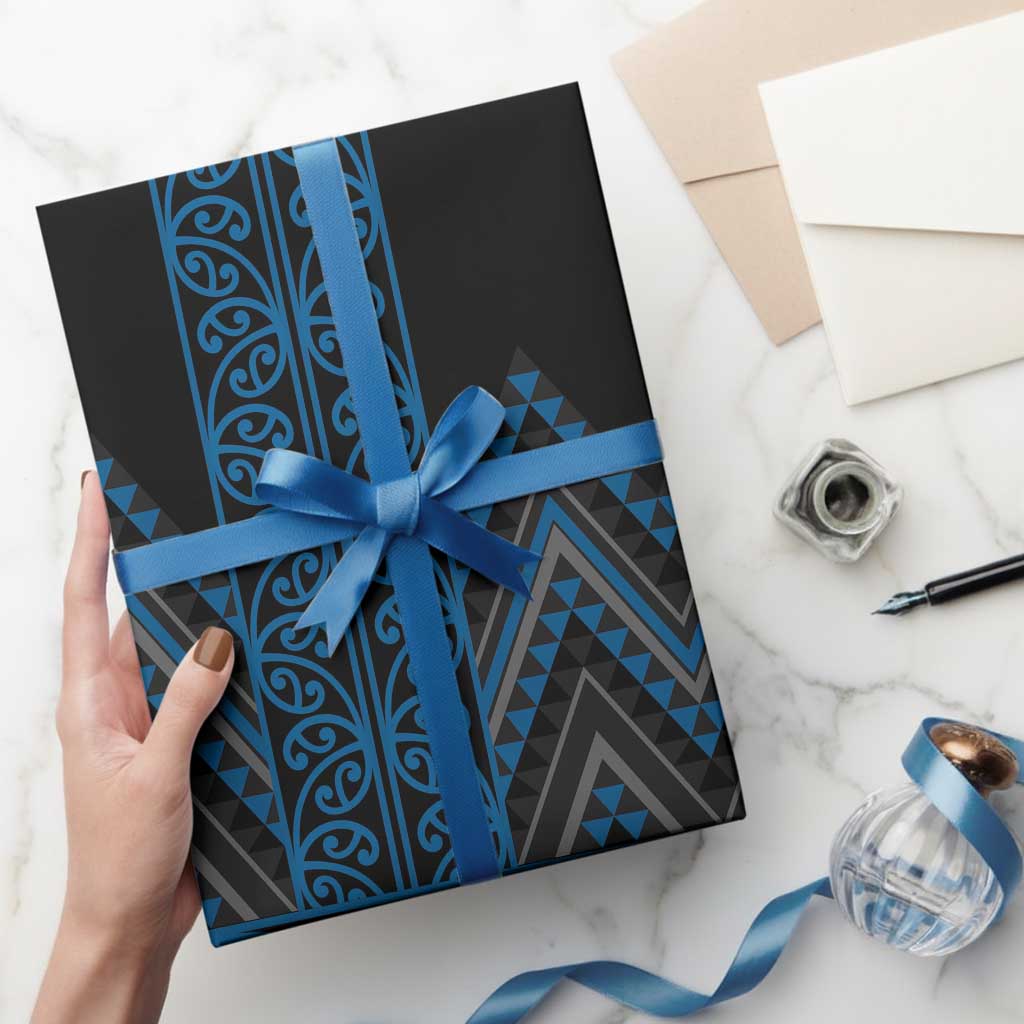 Blue Aotearoa Mangopare Kowhaiwhai and Niho Taniwha Wrapping Paper Maori New Zealand LT14 - Polynesian Pride