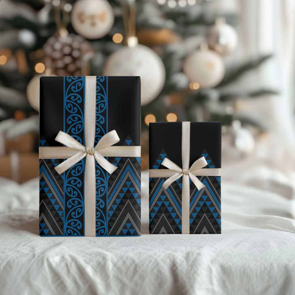 Blue Aotearoa Mangopare Kowhaiwhai and Niho Taniwha Wrapping Paper Maori New Zealand LT14 - Polynesian Pride