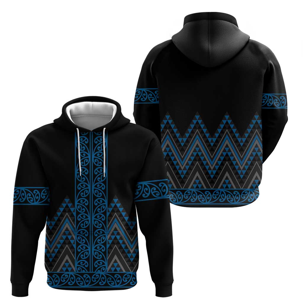 Blue Aotearoa Mangopare Kowhaiwhai and Niho Taniwha Zip Hoodie Maori New Zealand LT14 - Polynesian Pride