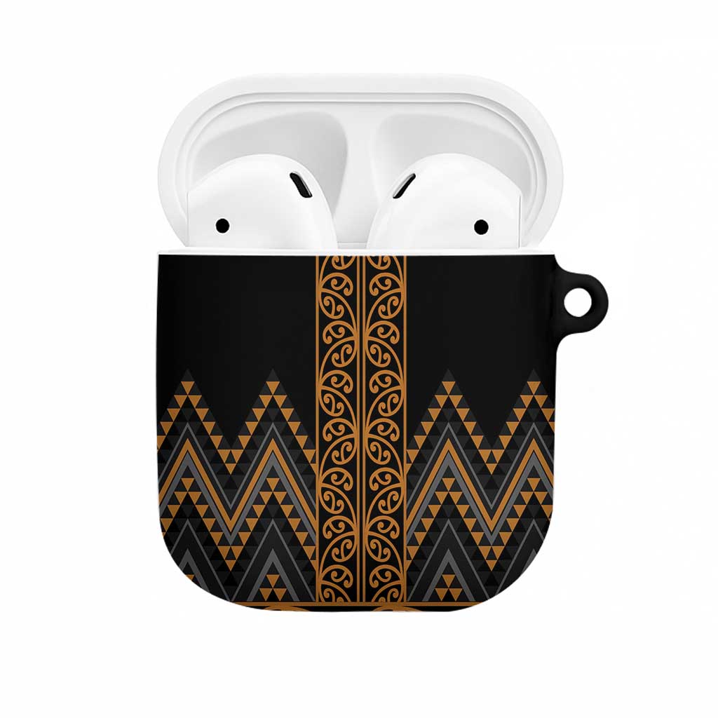 Gold Aotearoa Mangopare Kowhaiwhai Niho Taniwha AirPods Case Maori New Zealand LT14 Gold - Polynesian Pride