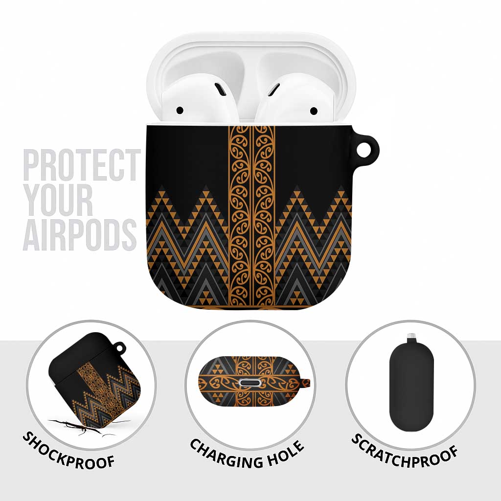 Gold Aotearoa Mangopare Kowhaiwhai Niho Taniwha AirPods Case Maori New Zealand LT14 - Polynesian Pride