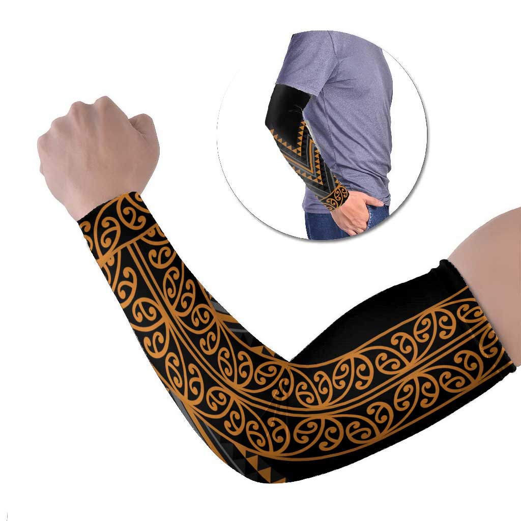 Gold Aotearoa Mangopare Kowhaiwhai Niho Taniwha Arm Sleeves Maori New Zealand LT14 Set of 2 Gold - Polynesian Pride