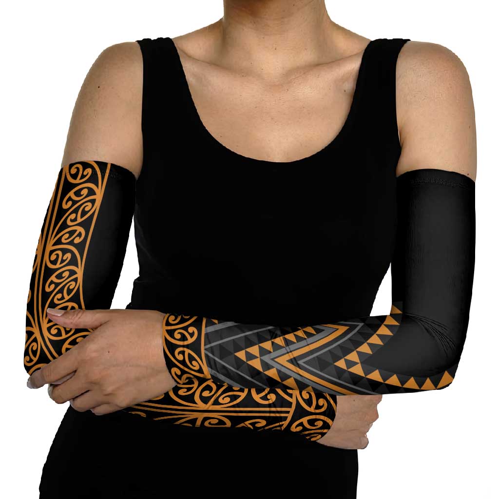 Gold Aotearoa Mangopare Kowhaiwhai Niho Taniwha Arm Sleeves Maori New Zealand LT14 - Polynesian Pride