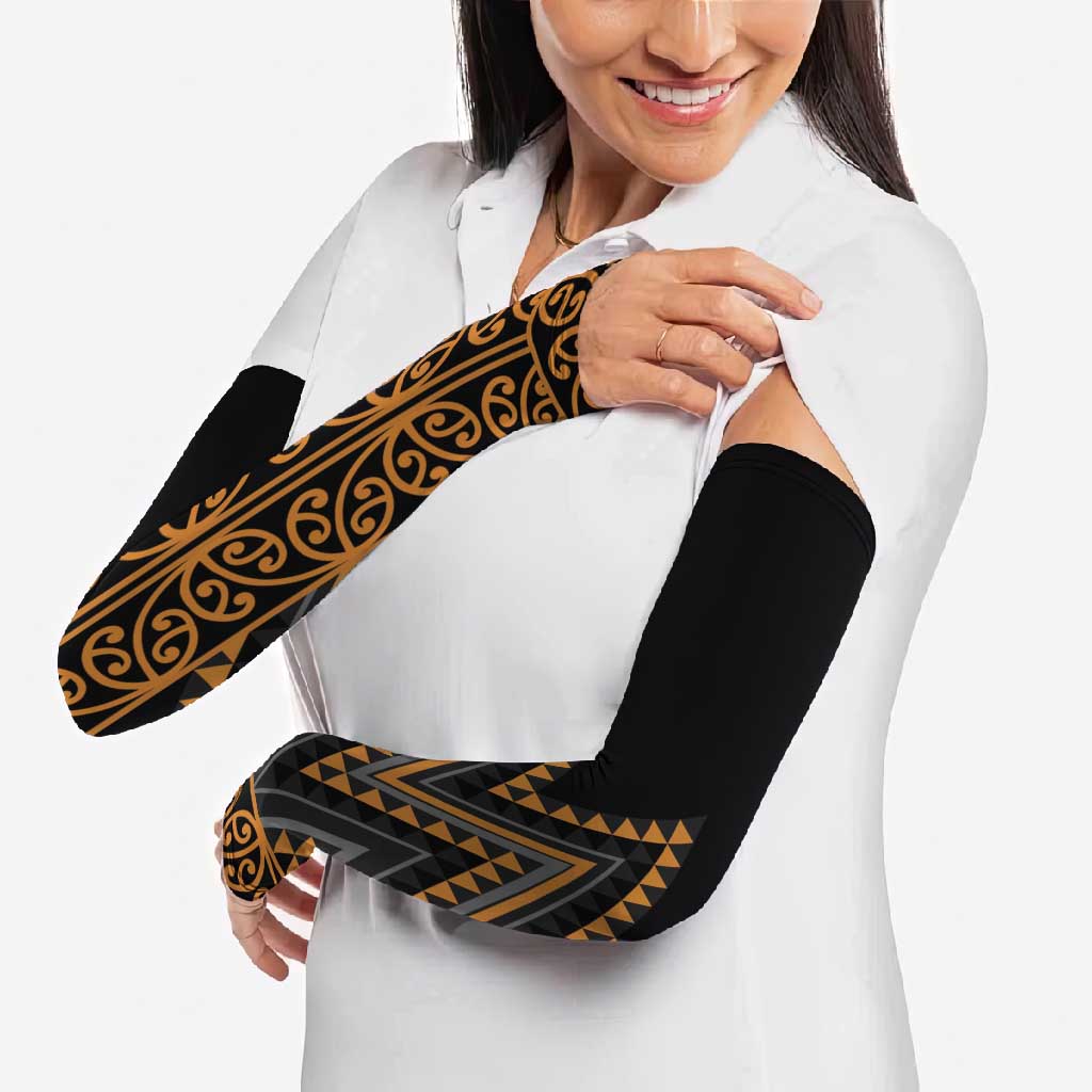Gold Aotearoa Mangopare Kowhaiwhai Niho Taniwha Arm Sleeves Maori New Zealand LT14 - Polynesian Pride