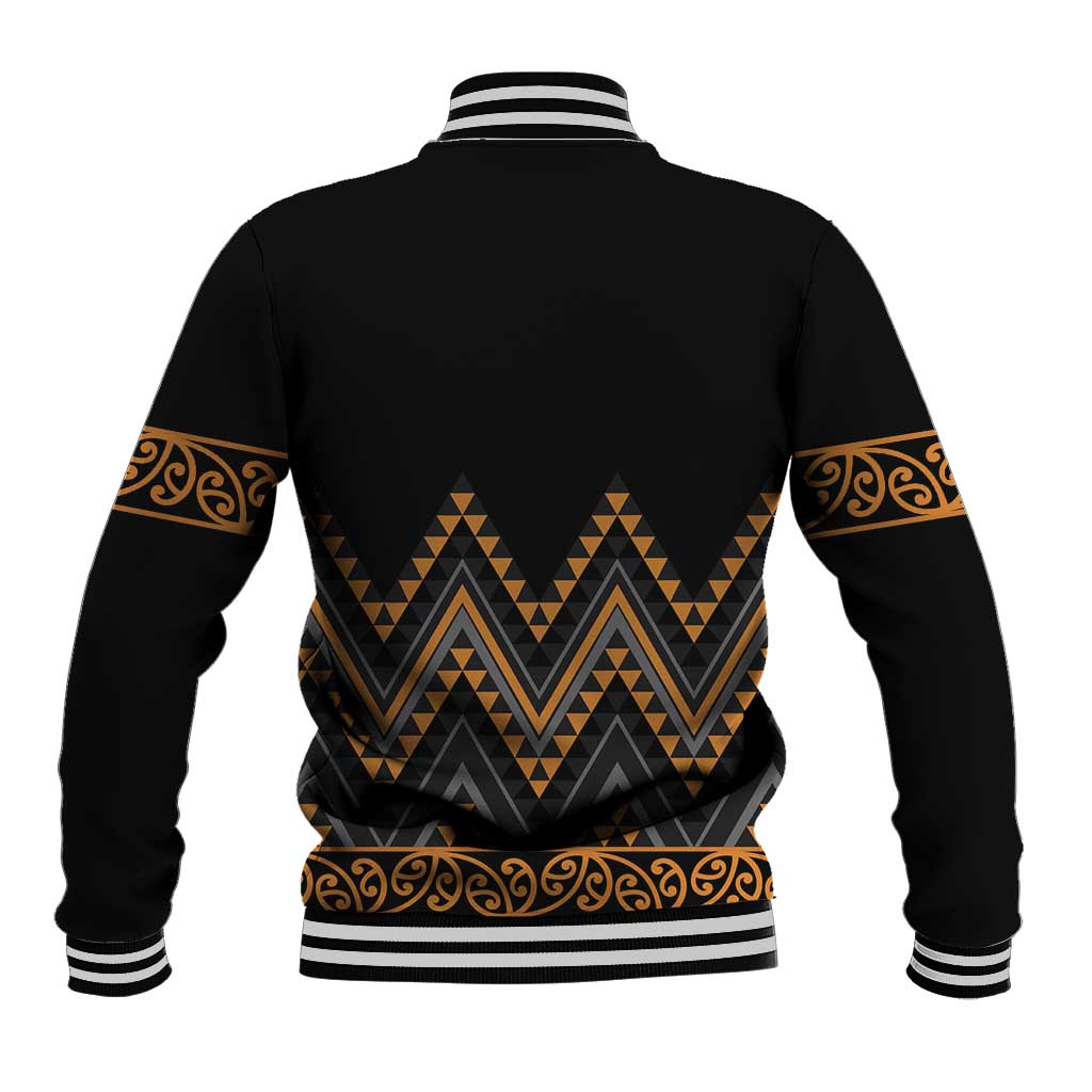 Gold Aotearoa Mangopare Kowhaiwhai and Niho Taniwha Baseball Jacket Maori New Zealand LT14 - Polynesian Pride