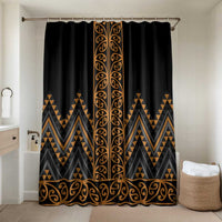 Gold Aotearoa Mangopare Kowhaiwhai Niho Taniwha Bathroom Set Maori New Zealand LT14 Shower Curtain Only Gold - Polynesian Pride