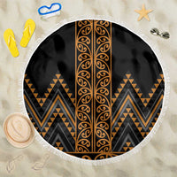 Gold Aotearoa Mangopare Kowhaiwhai and Niho Taniwha Beach Blanket Maori New Zealand LT14 One Size 150cm Gold - Polynesian Pride