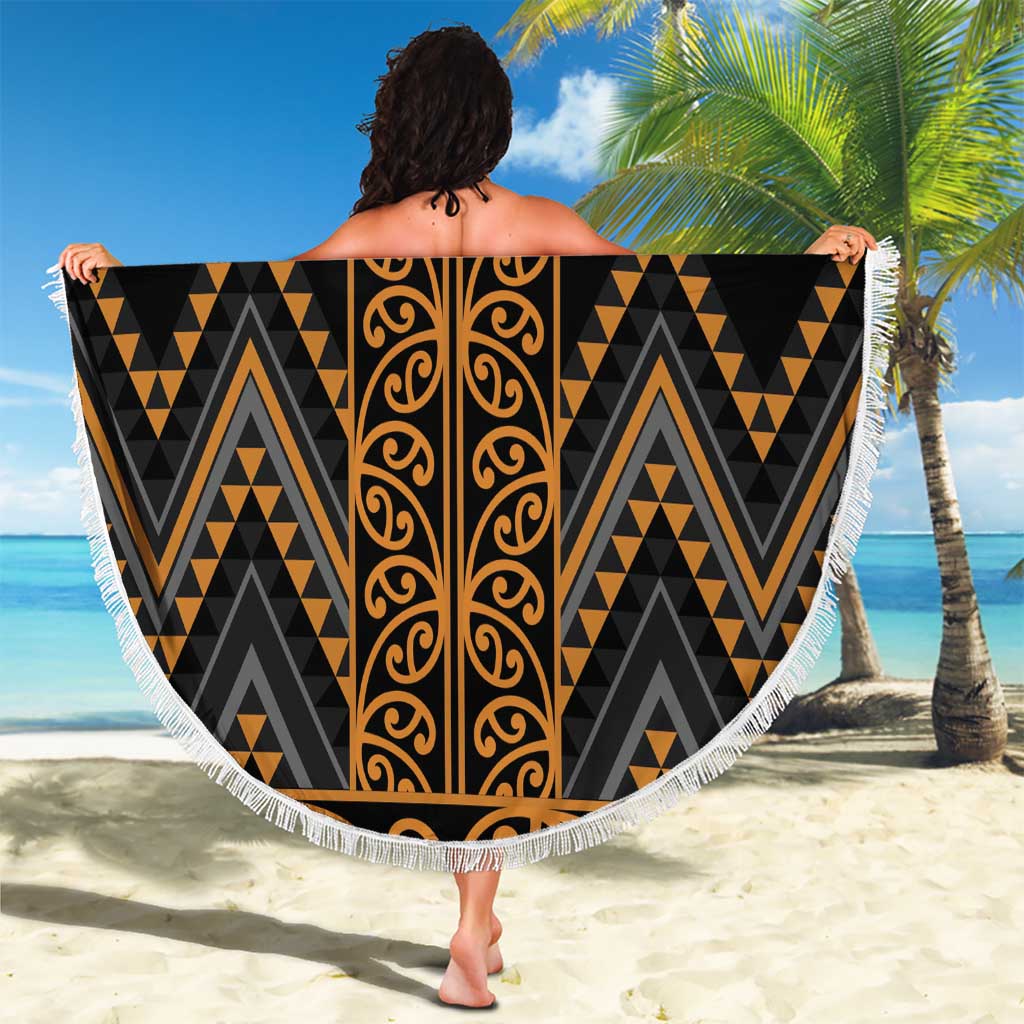 Gold Aotearoa Mangopare Kowhaiwhai and Niho Taniwha Beach Blanket Maori New Zealand LT14 - Polynesian Pride
