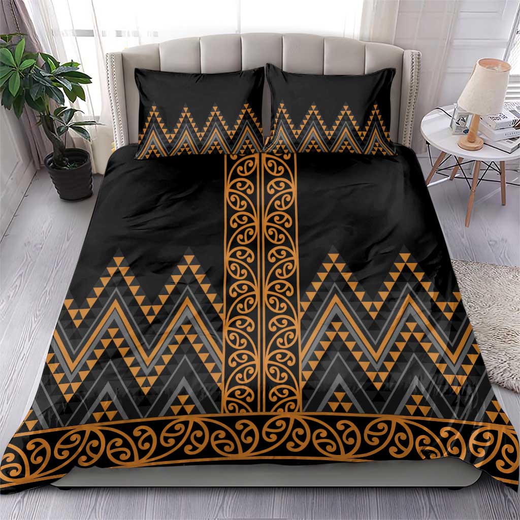 Gold Aotearoa Mangopare Kowhaiwhai and Niho Taniwha Bedding Set Maori New Zealand LT14 - Polynesian Pride