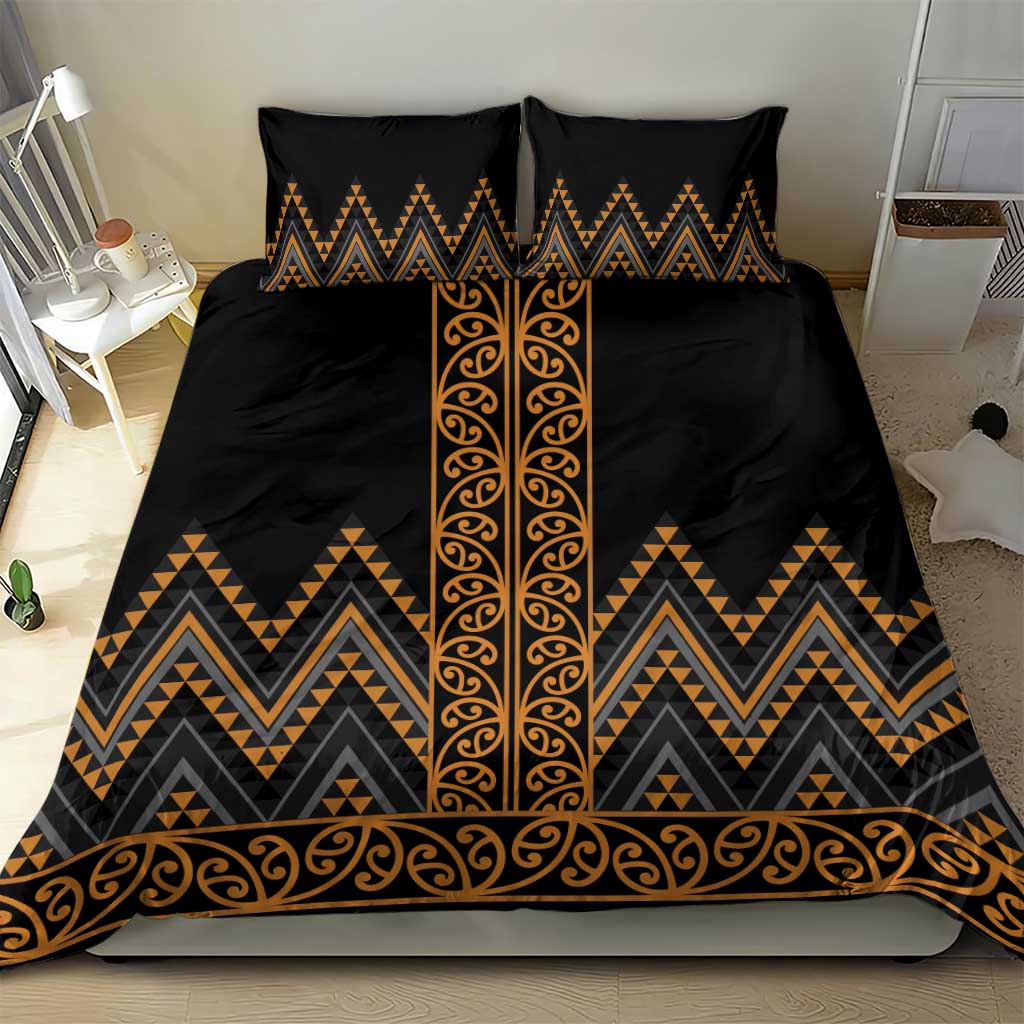 Gold Aotearoa Mangopare Kowhaiwhai and Niho Taniwha Bedding Set Maori New Zealand LT14 - Polynesian Pride
