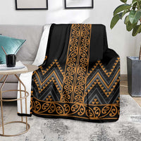 Gold Aotearoa Mangopare Kowhaiwhai and Niho Taniwha Blanket Maori New Zealand LT14 - Polynesian Pride