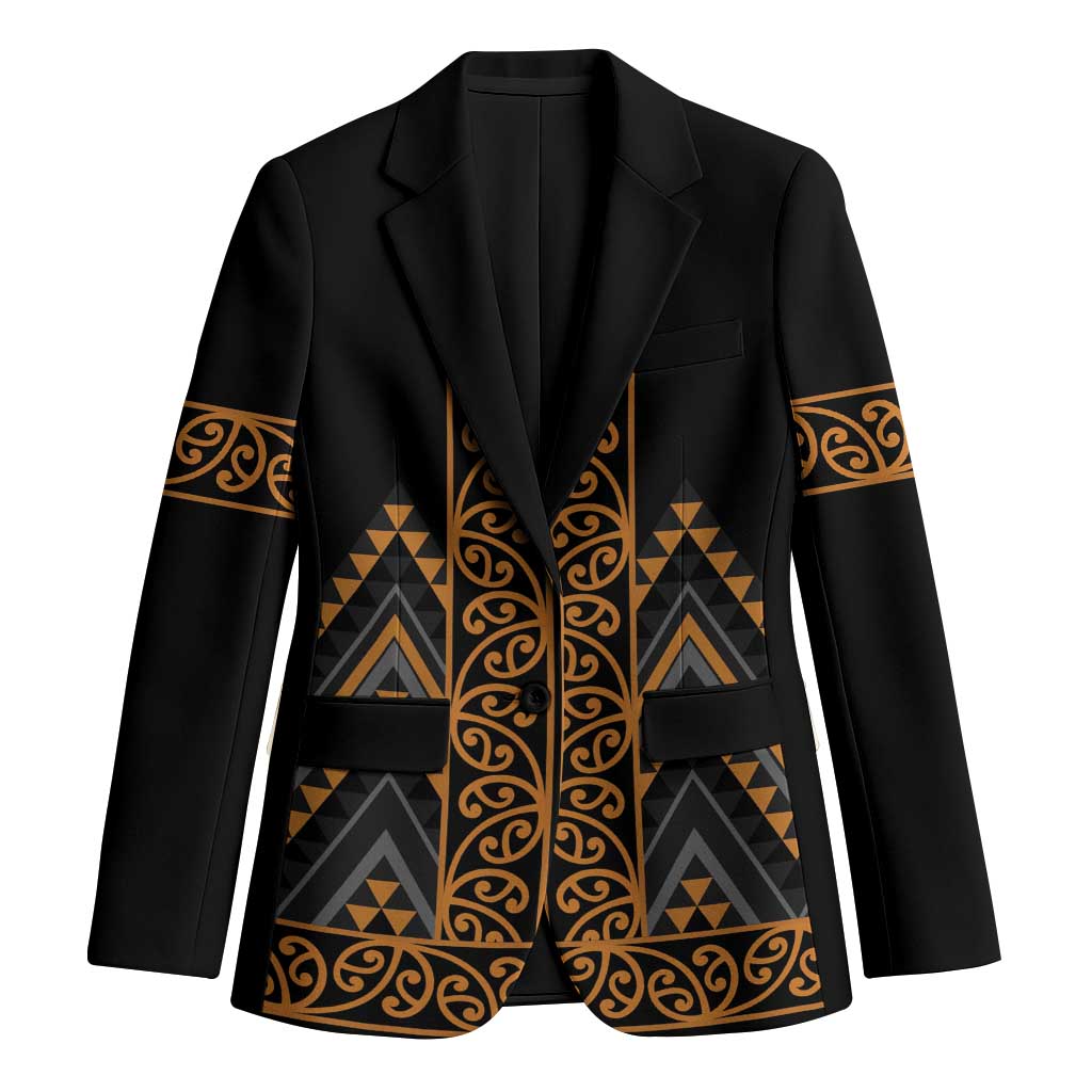 Gold Aotearoa Mangopare Kowhaiwhai Niho Taniwha Blazer Maori New Zealand LT14 Unisex Gold - Polynesian Pride