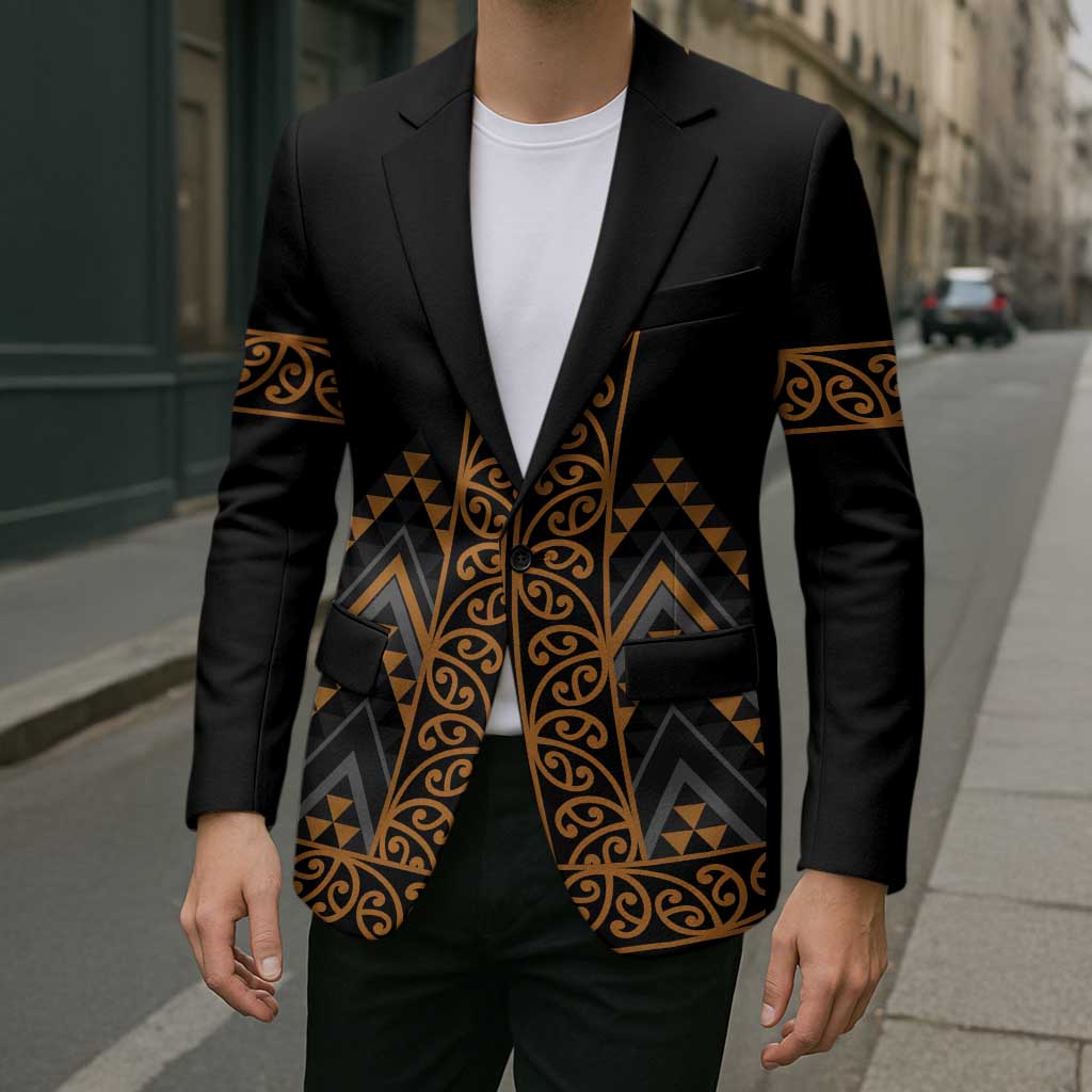 Gold Aotearoa Mangopare Kowhaiwhai Niho Taniwha Blazer Maori New Zealand LT14 - Polynesian Pride