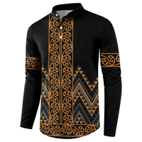 Gold Aotearoa Mangopare Kowhaiwhai and Niho Taniwha Button Sweatshirt Maori New Zealand LT14 - Polynesian Pride