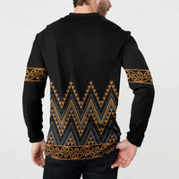 Gold Aotearoa Mangopare Kowhaiwhai and Niho Taniwha Button Sweatshirt Maori New Zealand LT14 - Polynesian Pride