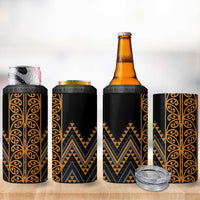 Gold Aotearoa Mangopare Kowhaiwhai and Niho Taniwha 4 in 1 Can Cooler Tumbler Maori New Zealand LT14 - Polynesian Pride