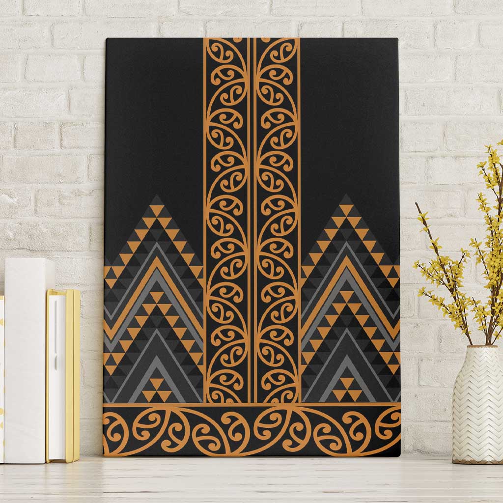 Gold Aotearoa Mangopare Kowhaiwhai and Niho Taniwha Canvas Wall Art Maori New Zealand LT14 Without Frame Gold - Polynesian Pride