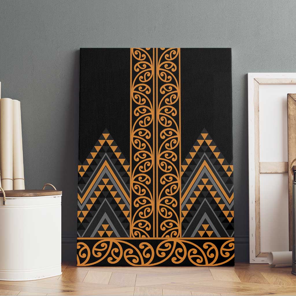 Gold Aotearoa Mangopare Kowhaiwhai and Niho Taniwha Canvas Wall Art Maori New Zealand LT14 - Polynesian Pride