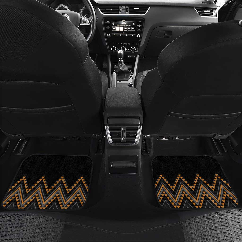 Gold Aotearoa Mangopare Kowhaiwhai and Niho Taniwha Car Mats Maori New Zealand LT14 Set 2pcs - Back Gold - Polynesian Pride