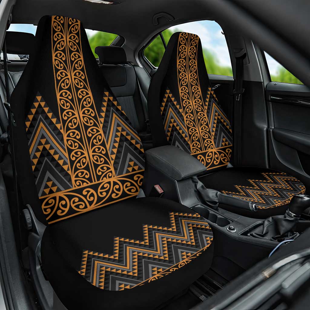 Gold Aotearoa Mangopare Kowhaiwhai and Niho Taniwha Car Seat Cover Maori New Zealand LT14 One Size Gold - Polynesian Pride
