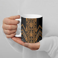 Gold Aotearoa Mangopare Kowhaiwhai Niho Taniwha Ceramic Mug Maori New Zealand LT14 - Polynesian Pride