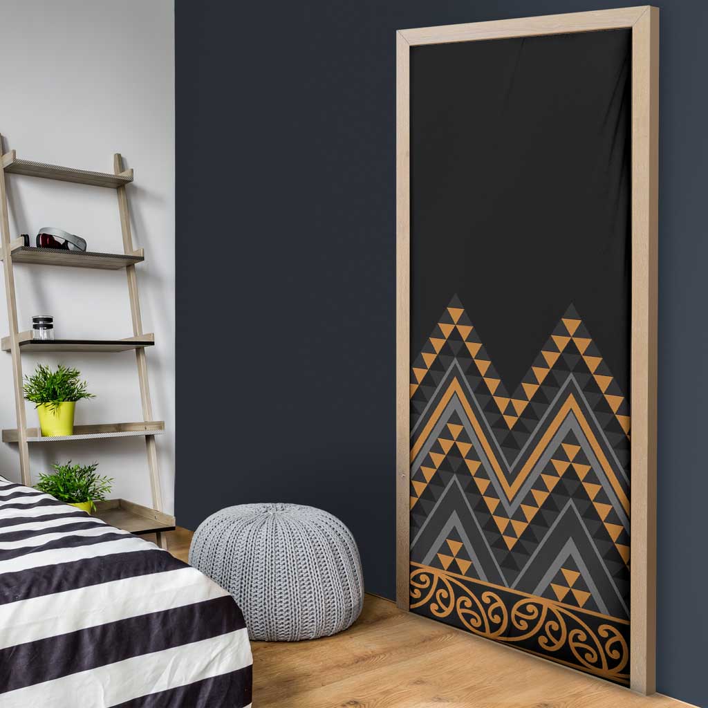 Gold Aotearoa Mangopare Kowhaiwhai Niho Taniwha Door Cover Maori New Zealand LT14 - Polynesian Pride