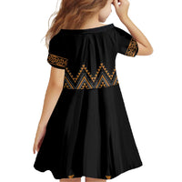 Gold Aotearoa Mangopare Kowhaiwhai and Niho Taniwha Family Matching Off Shoulder Maxi Dress and Hawaiian Shirt Maori New Zealand LT14 - Polynesian Pride